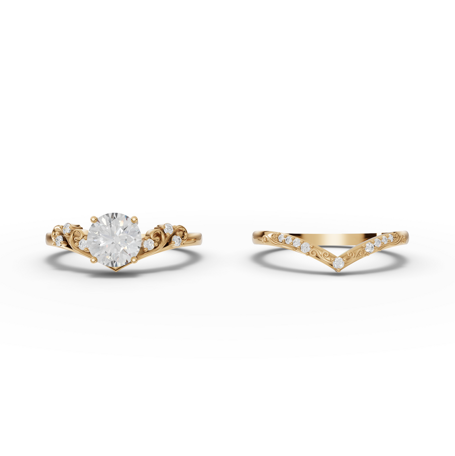 1.11 Ct Round Solitaire With Side Stone Set 1.00 Ct Center