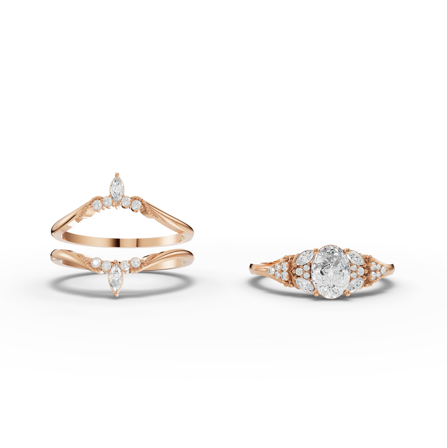 1.04 Ct Oval Halo With Side Stone Band 0.75 Ct Center