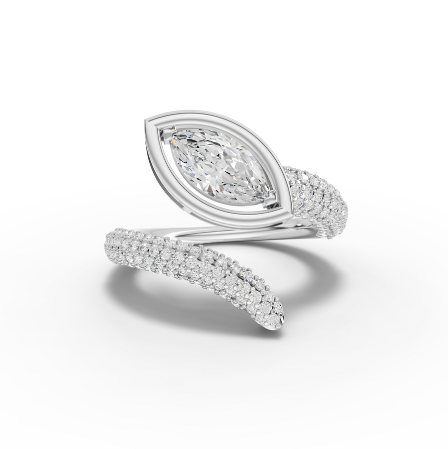 1.61 Ct Marquise Lab Grown Diamond Open Wrap Pavé Band 1.00 Ct Center