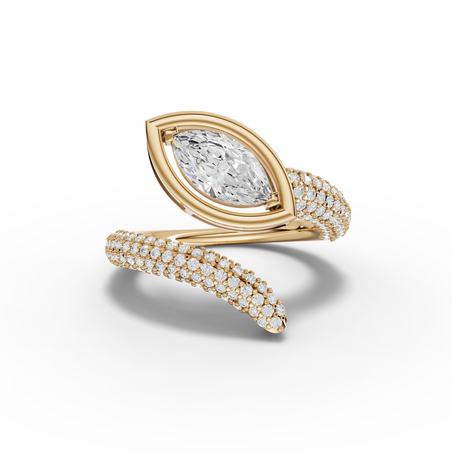1.61 Ct Marquise Lab Grown Diamond Open Wrap Pavé Band 1.00 Ct Center