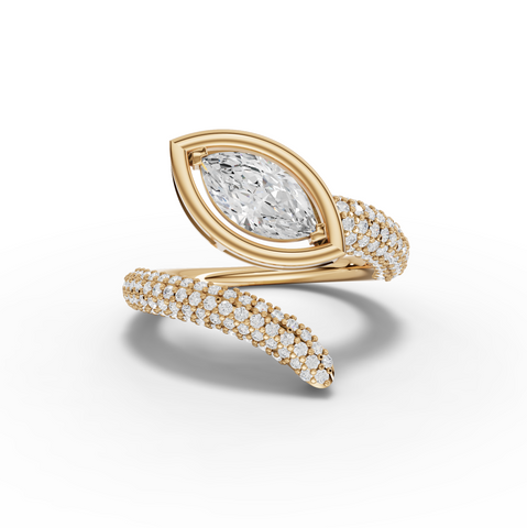 1.61 Ct Marquise Lab Grown Diamond Open Wrap Pavé Band 1.00 Ct Center