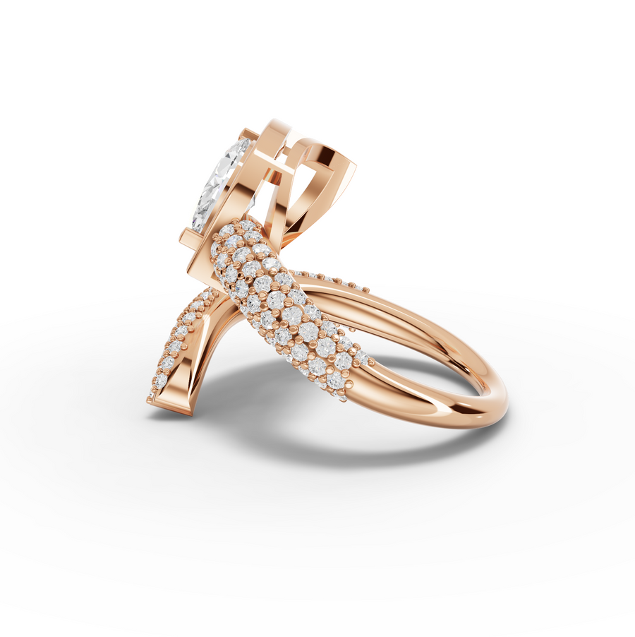 1.61 Ct Marquise Lab Grown Diamond Open Wrap Pavé Band 1.00 Ct Center