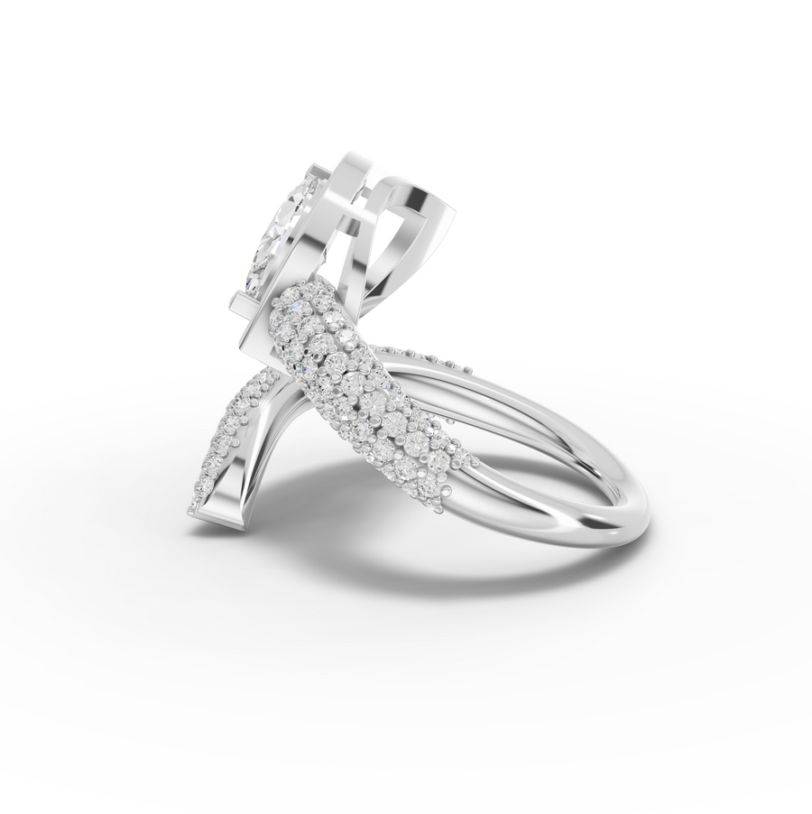 1.61 Ct Marquise Lab Grown Diamond Open Wrap Pavé Band 1.00 Ct Center