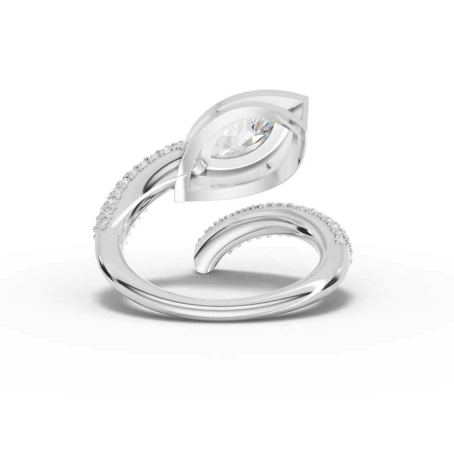 1.61 Ct Marquise Lab Grown Diamond Open Wrap Pavé Band 1.00 Ct Center