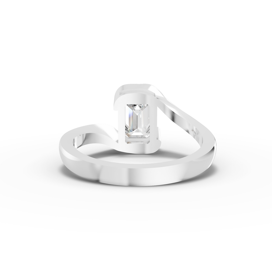 1.50 Ct Emerald Solitaire Lab Grown Diamond Bypass Ring 1.50 Ct Center