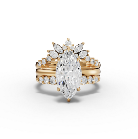 3.25 Ct Marquise Lab Diamond Floral Halo Ring with Accent Set 2.50 Ct Center