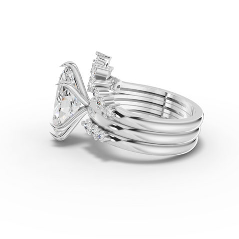 3.25 Ct Marquise Lab Diamond Floral Halo Ring with Accent Set 2.50 Ct Center