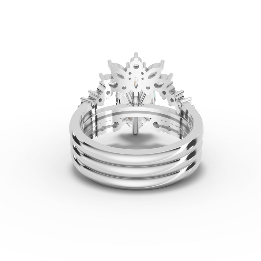 3.25 Ct Marquise Lab Diamond Floral Halo Ring with Accent Set 2.50 Ct Center