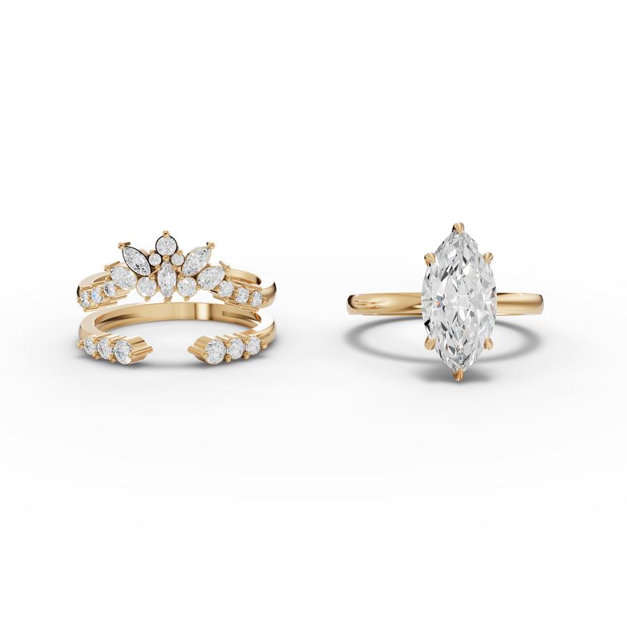 3.25 Ct Marquise Lab Diamond Floral Halo Ring with Accent Set 2.50 Ct Center