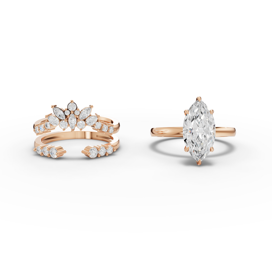 3.25 Ct Marquise Lab Diamond Floral Halo Ring with Accent Set 2.50 Ct Center