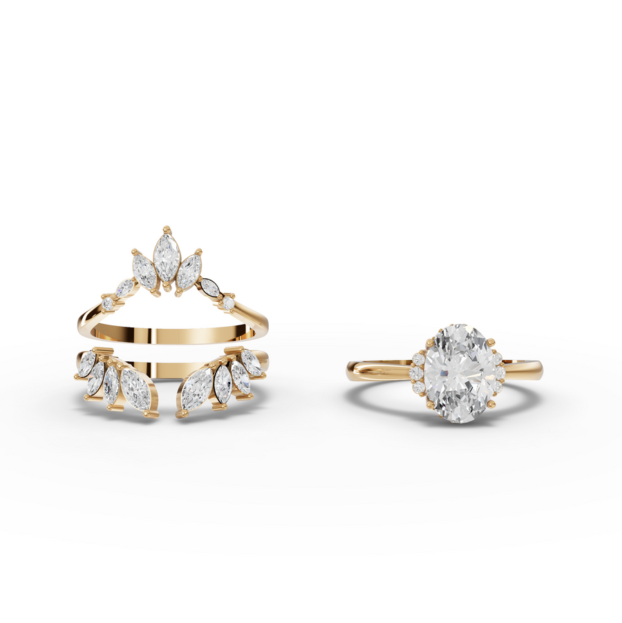 2.85 Ct Oval Lab Diamond Halo Ring with Marquise Accents Set 2.00 Ct Center