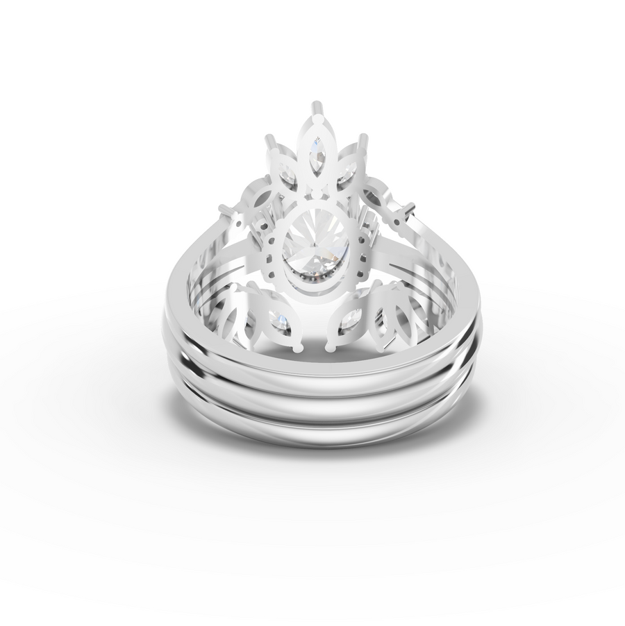 2.85 Ct Oval Lab Diamond Halo Ring with Marquise Accents Set 2.00 Ct Center