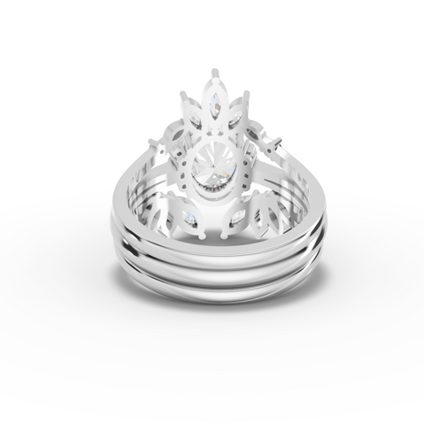2.85 Ct Oval Lab Diamond Halo Ring with Marquise Accents Set 2.00 Ct Center