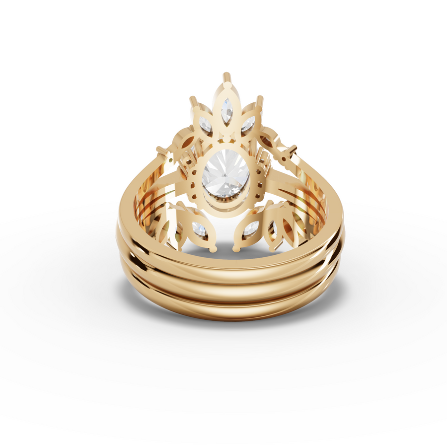 2.85 Ct Oval Lab Diamond Halo Ring with Marquise Accents Set 2.00 Ct Center