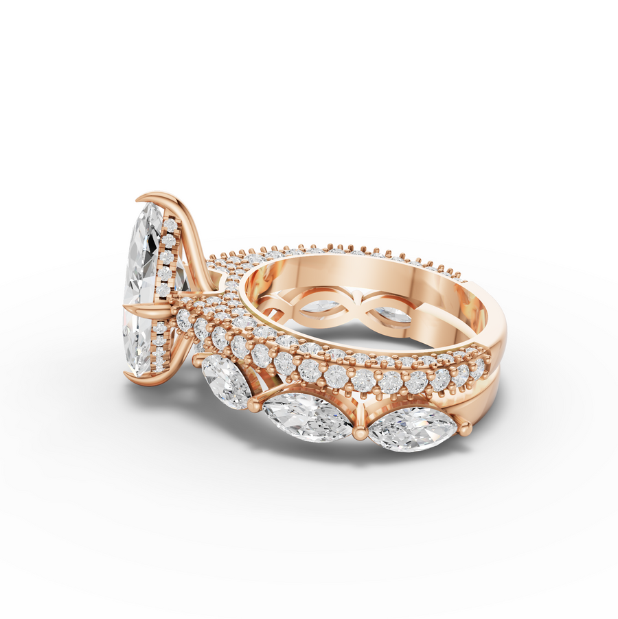 4.97 Ct Marquise Solitaire Ring with Pavé Bands Set 2.50 Ct Center