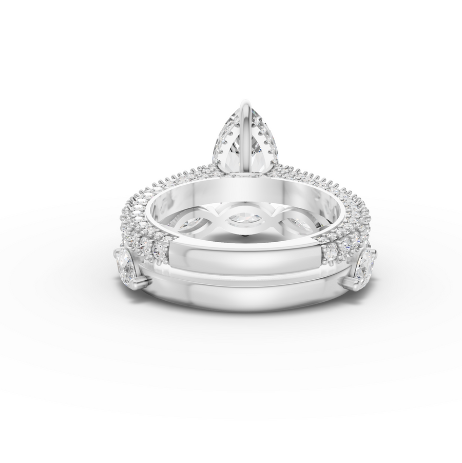 4.97 Ct Marquise Solitaire Ring with Pavé Bands Set 2.50 Ct Center