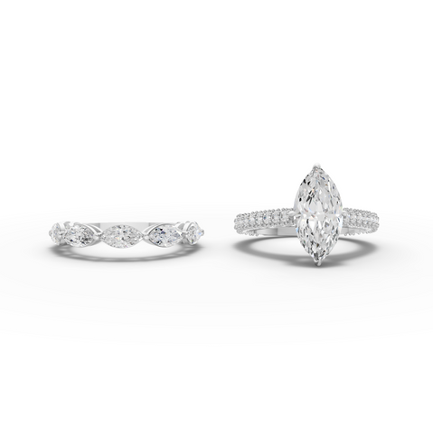 4.97 Ct Marquise Solitaire Ring with Pavé Bands Set 2.50 Ct Center