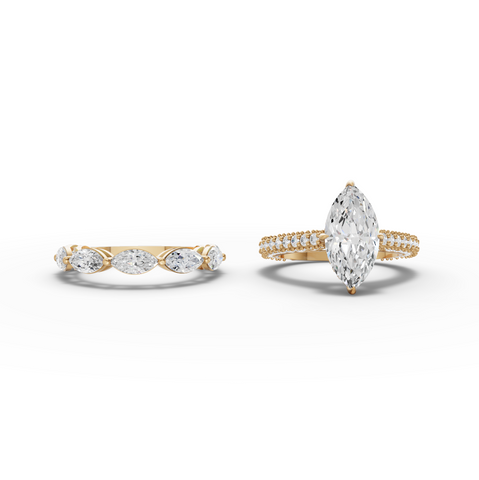 4.97 Ct Marquise Solitaire Ring with Pavé Bands Set 2.50 Ct Center