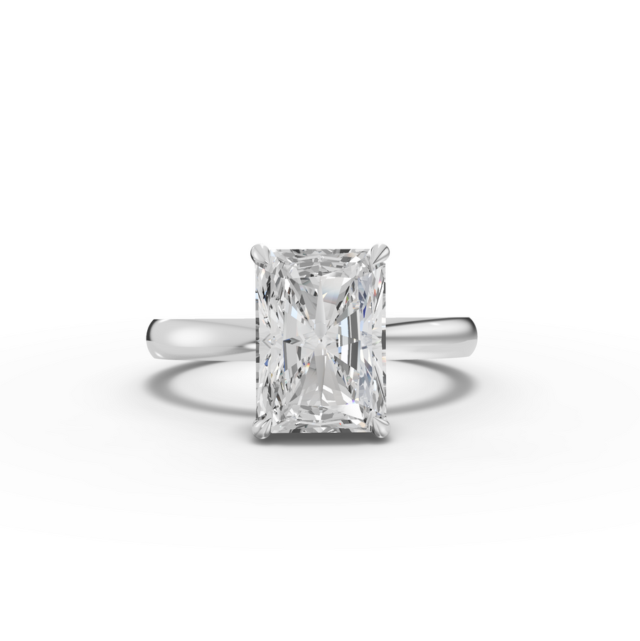 2.61 Ct Radiant Solitaire Lab Diamond Hidden Halo Solitaire Ring 2.5 Ct Center