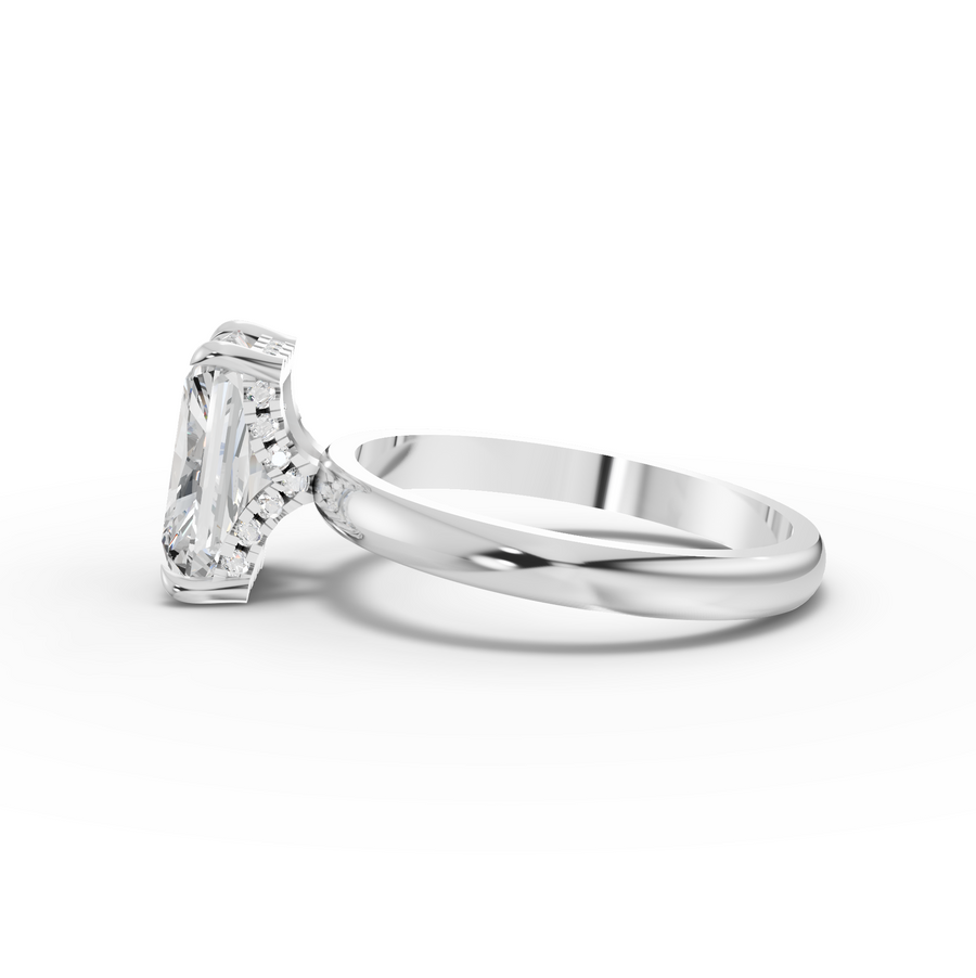 2.61 Ct Radiant Solitaire Lab Diamond Hidden Halo Solitaire Ring 2.5 Ct Center