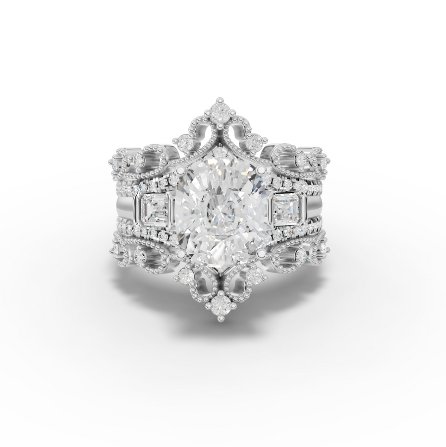 3.89 ct cushion lab diamond halo ring with 3.00 ct center look and accent-set diamonds