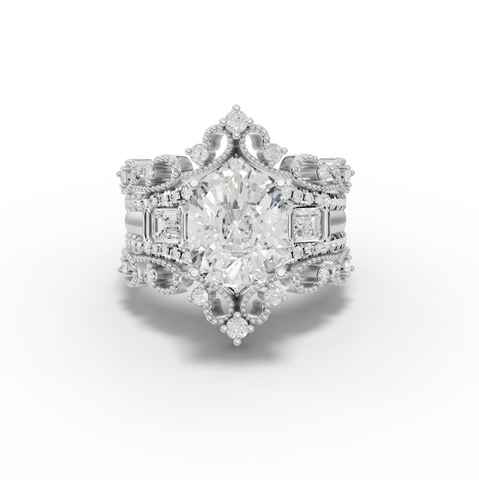 3.89 ct cushion lab diamond halo ring with 3.00 ct center look and accent-set diamonds