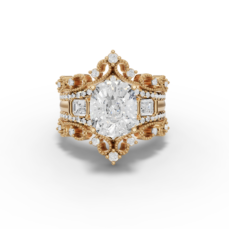3.89 Ct Cushion Halo With Side Stone Band Set 3.00 Ct Center