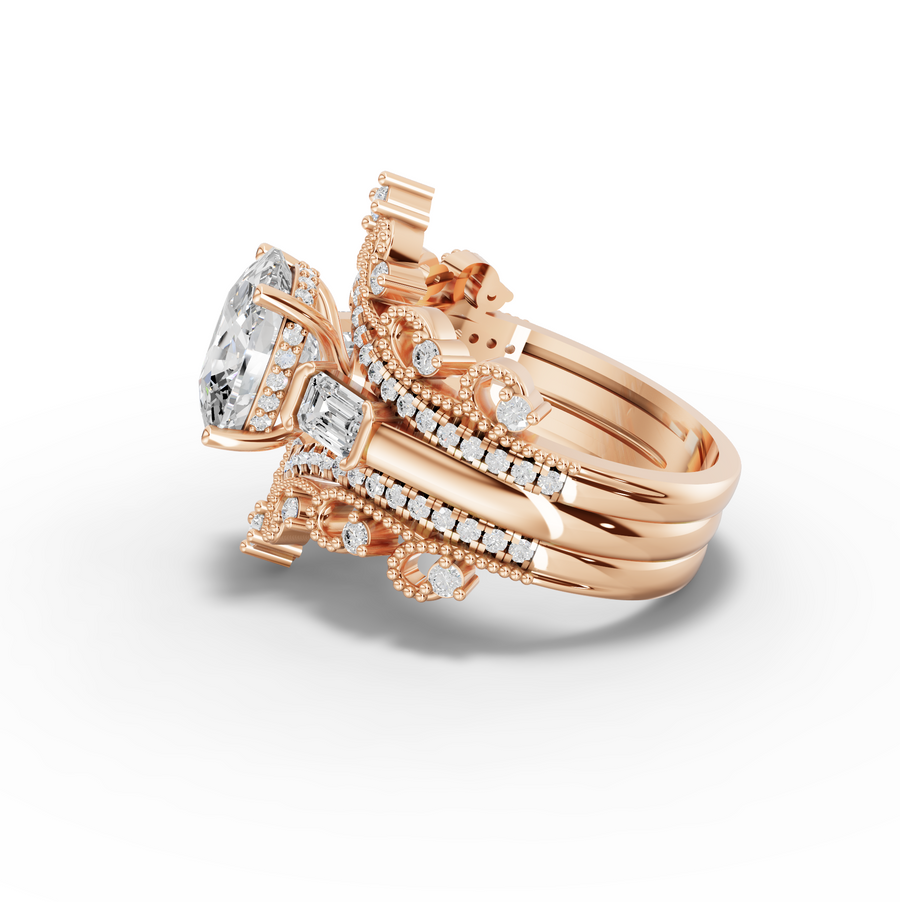 3.89 Ct Cushion Halo With Side Stone Band Set 3.00 Ct Center