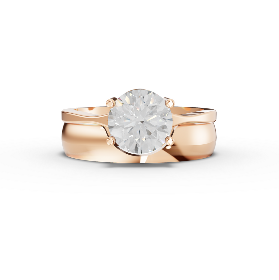 1.50 Ct Round Solitaire With Band Ring 1.5 Ct Center
