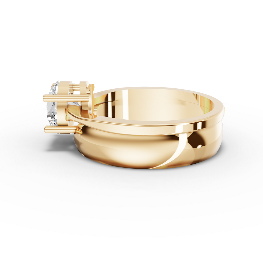 1.50 Ct Round Solitaire With Band Ring 1.5 Ct Center
