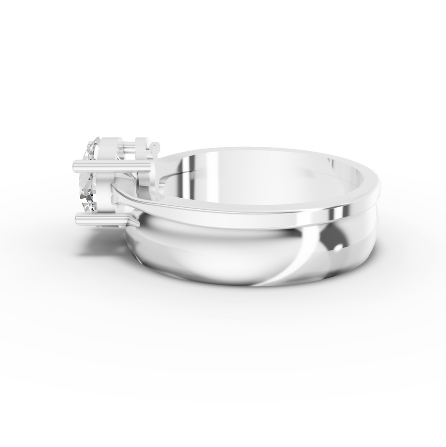 1.50 Ct Round Solitaire With Band Ring 1.5 Ct Center