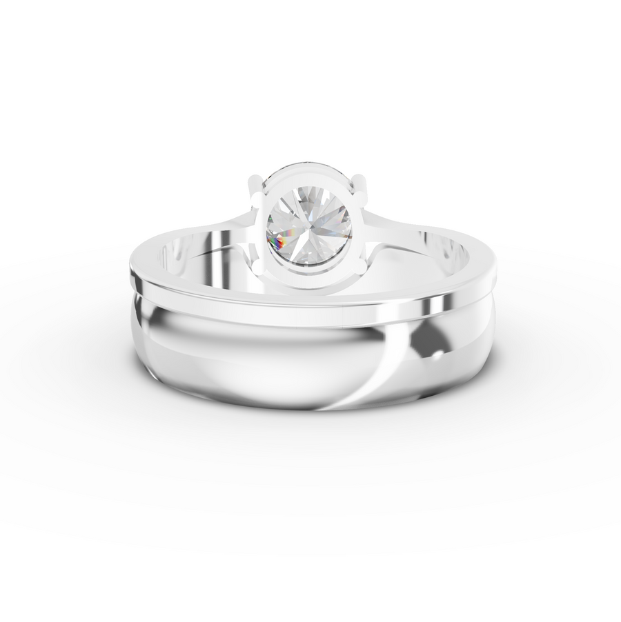 1.50 Ct Round Solitaire With Band Ring 1.5 Ct Center
