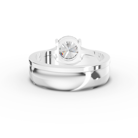 1.50 Ct Round Lab Diamond Wide Band Solitaire Ring Set 1.50 Ct Center