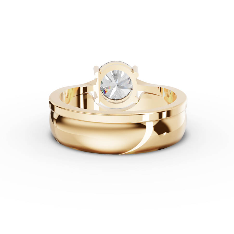 1.50 Ct Round Solitaire With Band Ring 1.5 Ct Center