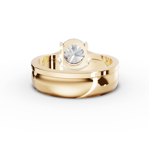 1.50 Ct Round Lab Diamond Wide Band Solitaire Ring Set 1.50 Ct Center