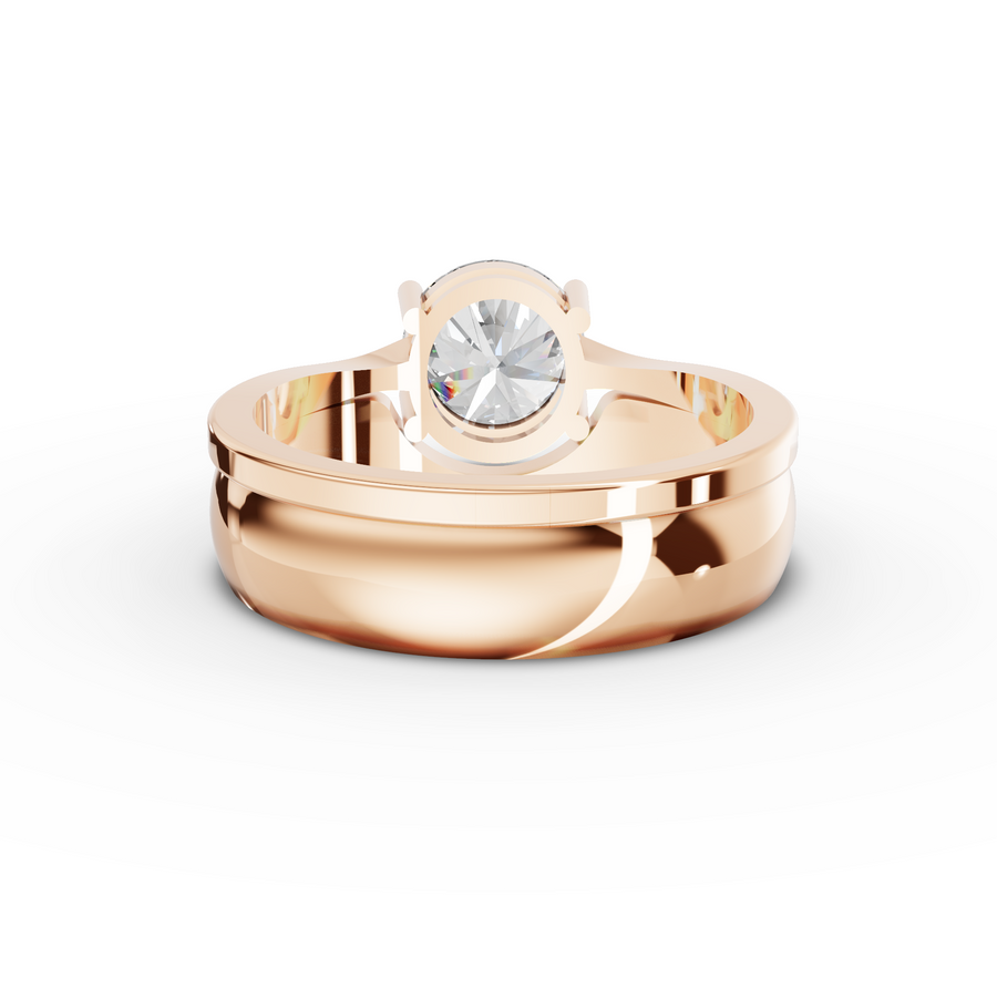 1.50 Ct Round Solitaire With Band Ring 1.5 Ct Center