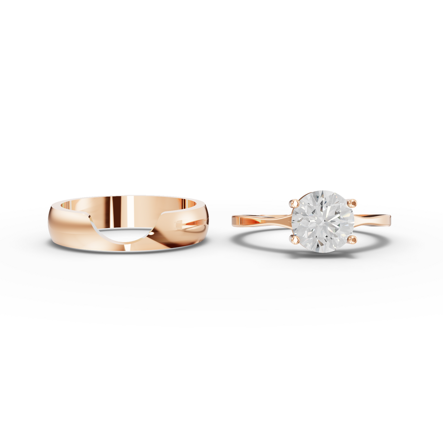 1.50 Ct Round Solitaire With Band Ring 1.5 Ct Center