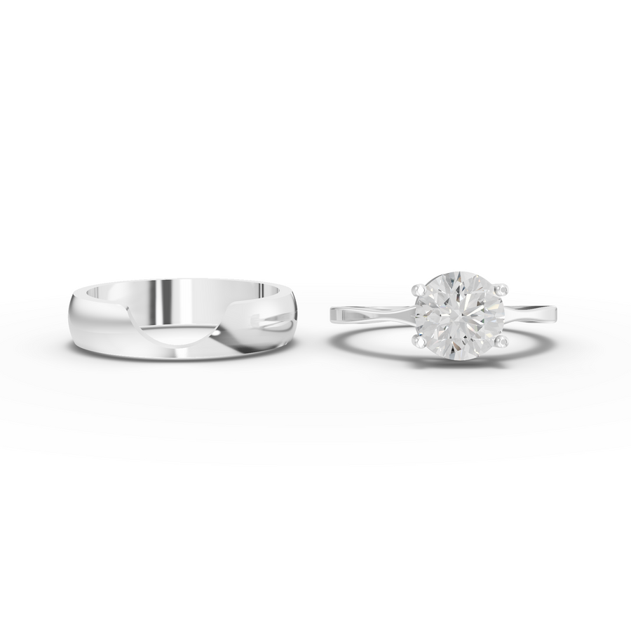 1.50 Ct Round Solitaire With Band Ring 1.5 Ct Center