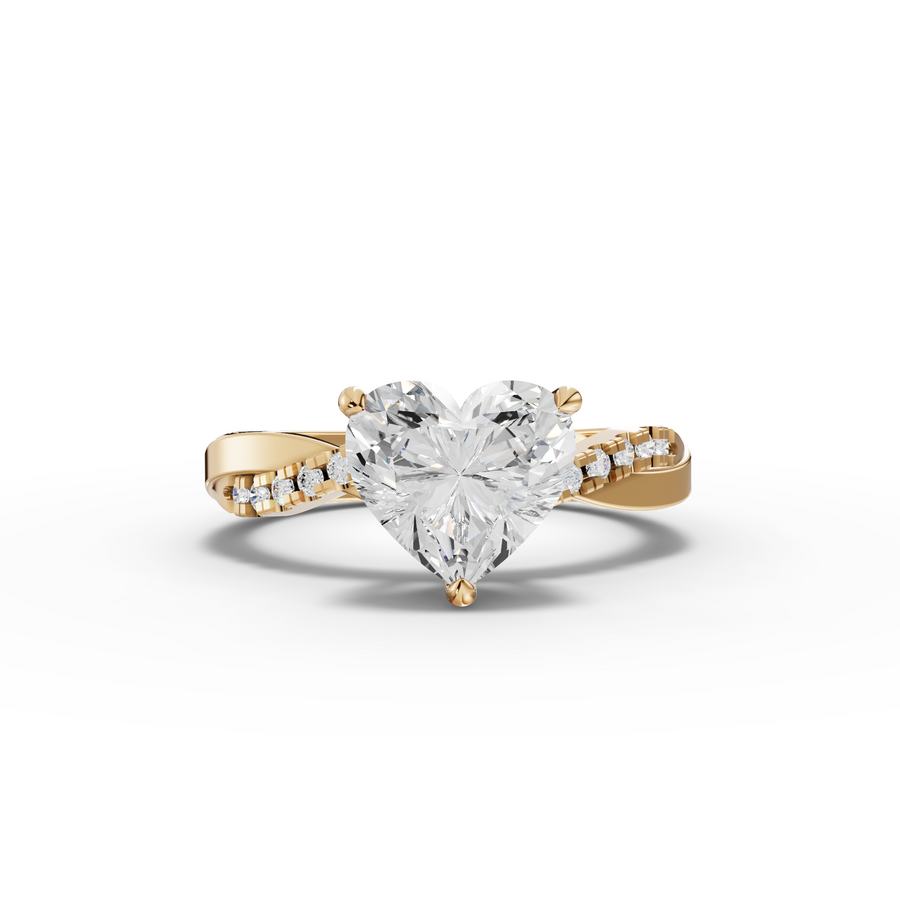 2.20 Ct Heart Solitaire With Twist Pavé Band 2.00 Ct Center