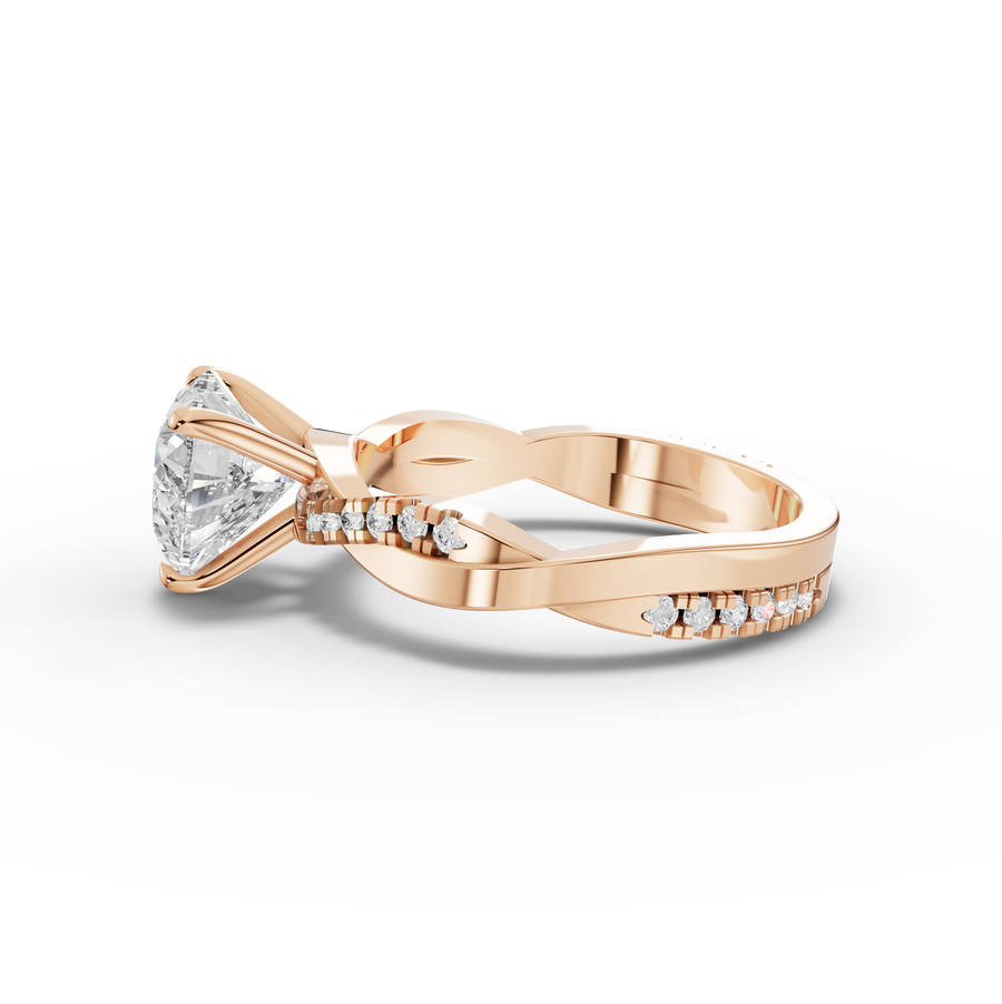 1.70 Ct Heart Solitaire With Twist Pavé Band 1.50 Ct Center
