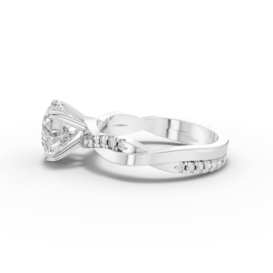 2.20 Ct Heart Solitaire With Twist Pavé Band 2.00 Ct Center