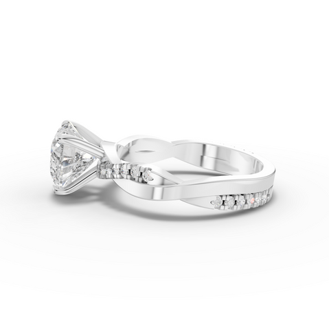 1.70 Ct Heart Lab Diamond Ring with Crossover Pavé Band 1.50 Ct Center