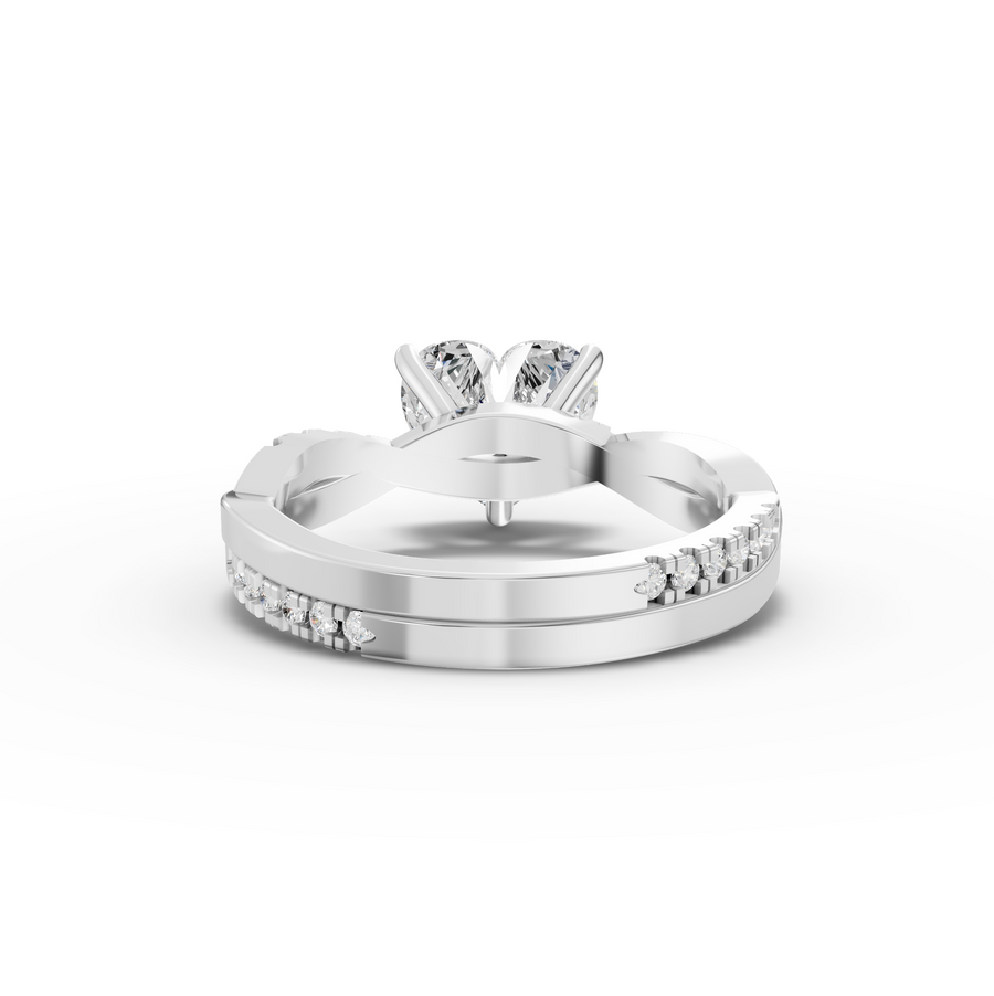 1.70 Ct Heart Solitaire With Twist Pavé Band 1.50 Ct Center