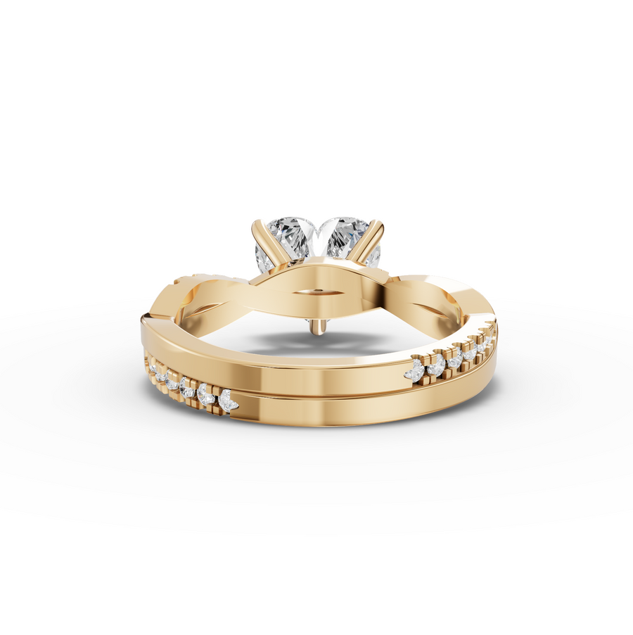 2.20 Ct Heart Solitaire With Twist Pavé Band 2.00 Ct Center