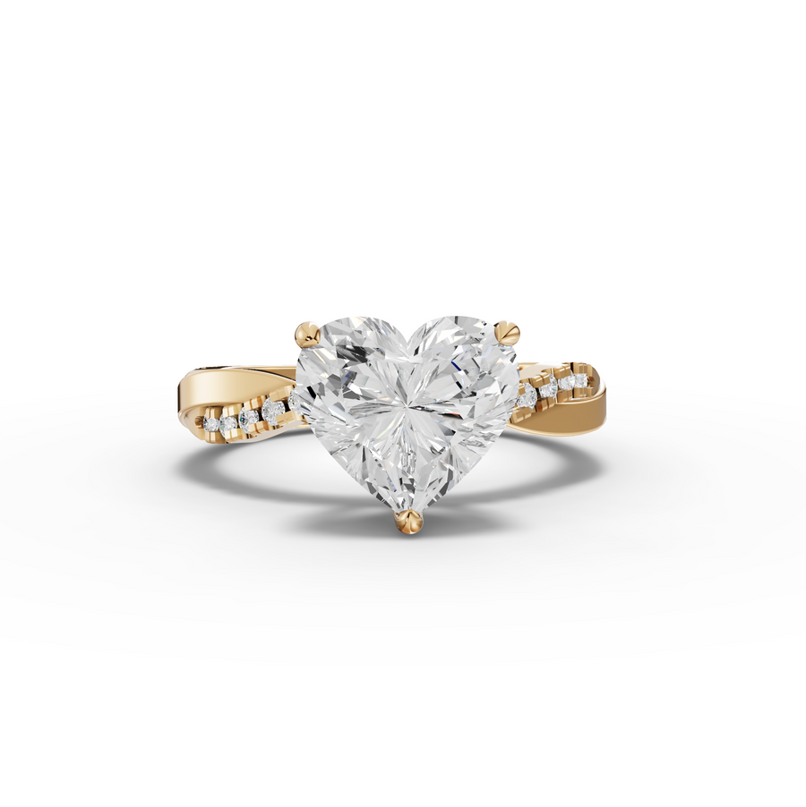 2.70 Ct Heart Solitaire With Twist Pavé Band 2.50 Ct Center