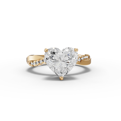 2.70 Ct Heart Lab Diamond Ring with Crossover Pavé Band 2.50 Ct Center