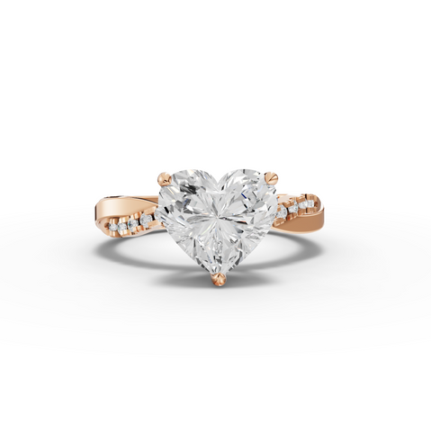 2.70 Ct Heart Lab Diamond Ring with Crossover Pavé Band 2.50 Ct Center