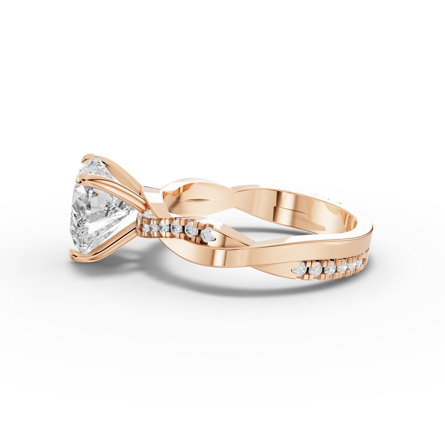 2.70 Ct Heart Solitaire With Twist Pavé Band 2.50 Ct Center