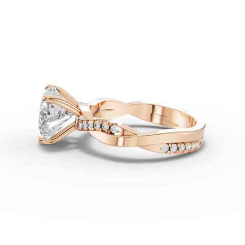2.70 Ct Heart Lab Diamond Ring with Crossover Pavé Band 2.50 Ct Center