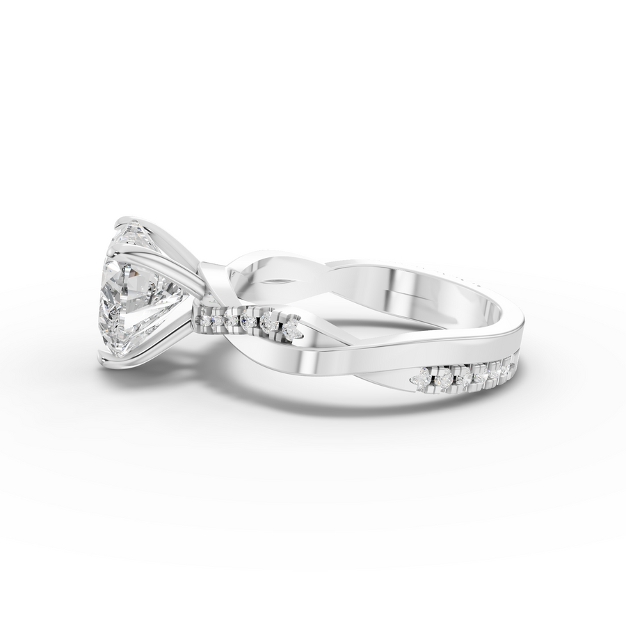 2.70 Ct Heart Solitaire With Twist Pavé Band 2.50 Ct Center